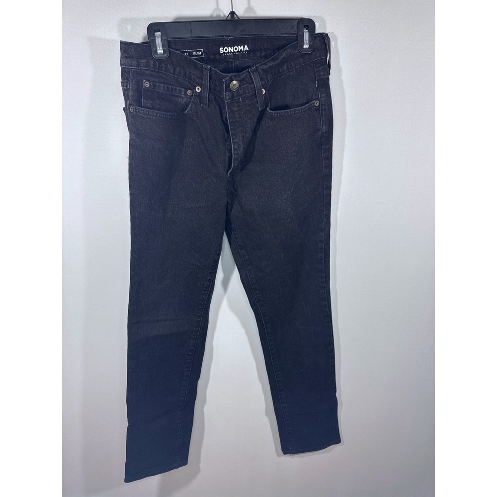Sonoma Goods For Life Slim Fit Black Mid Rise 5 Pocket Denim Jeans Men's 32x32